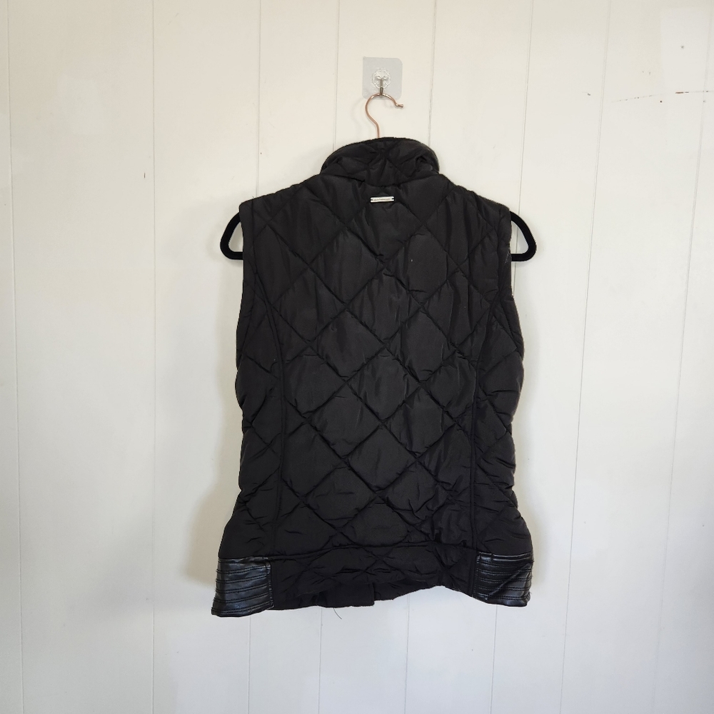 Marc New York Zip Up Moto Winter Jacket Vest Short Puffer Minimalist Coat Black - Picture 12 of 14